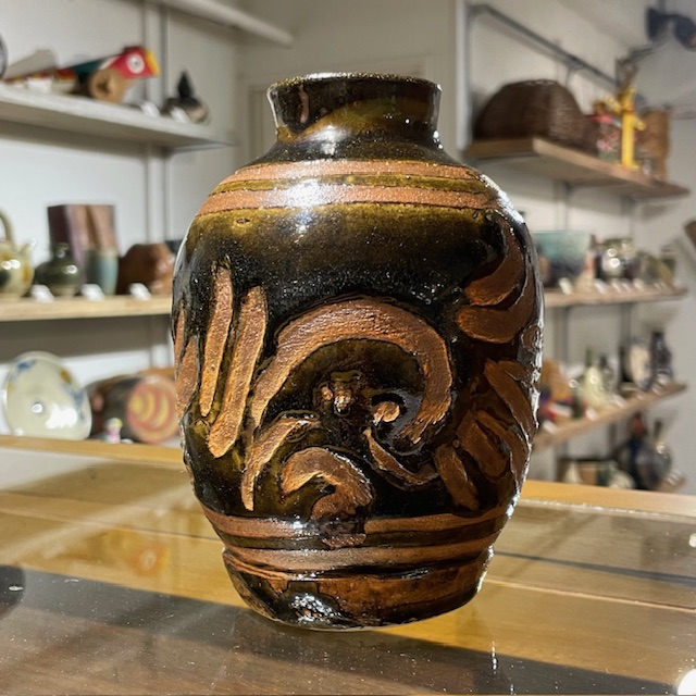 金城次郎 唐草文指描壺 共箱｜SAFARI サファリ｜高円寺 吉祥寺 VINTAGE