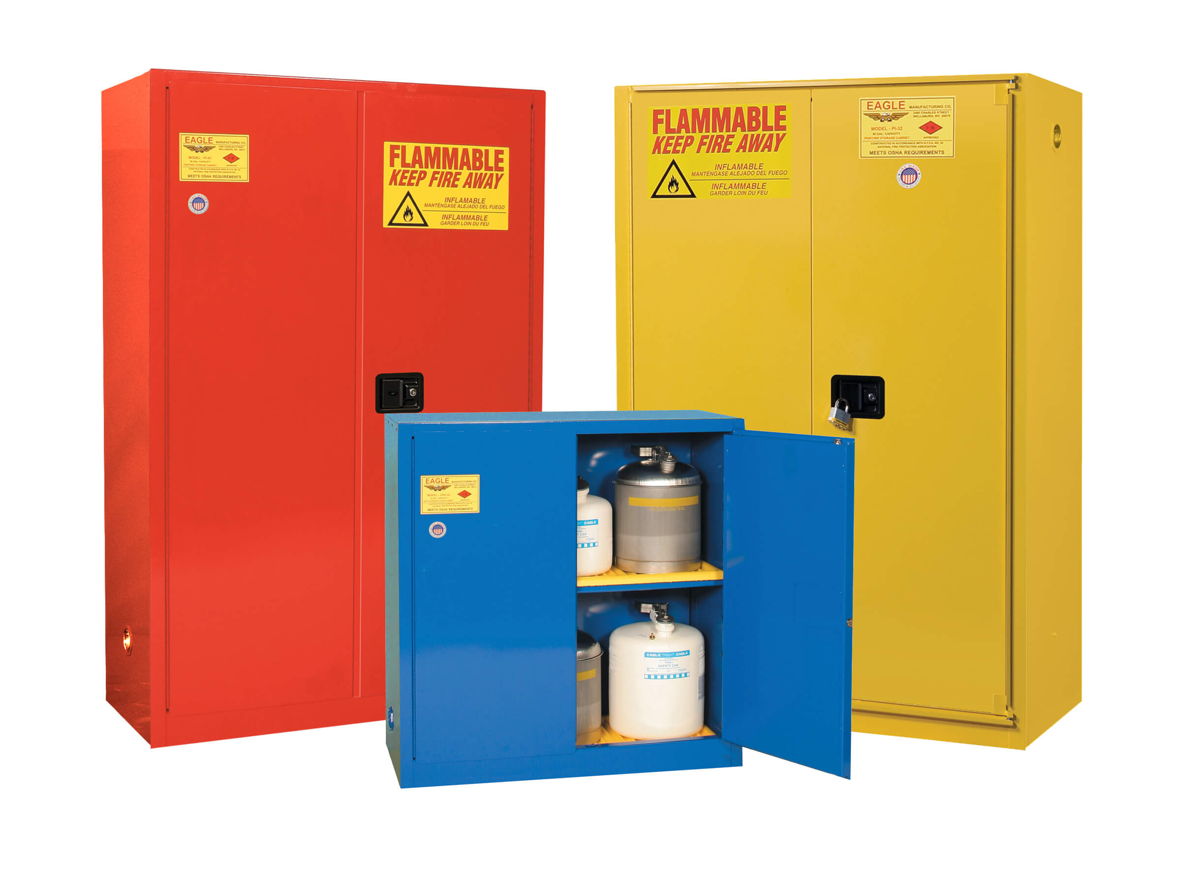 30 Gallon Fire Cabinet, 1 Shelf, 2 Doors, Manual Close, Yellow - 1932X