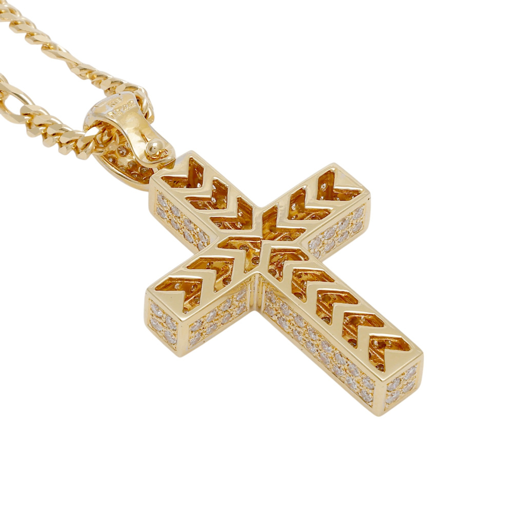 K18イエローゴールド ダイヤモンド クロス ネックレス J405510 | ユキ