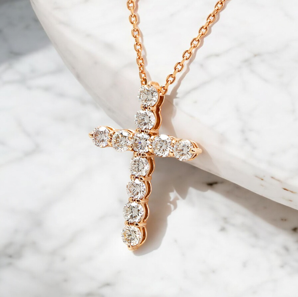 K18ピンクゴールド ダイヤモンド クロス ネックレス J369588 | ユキ