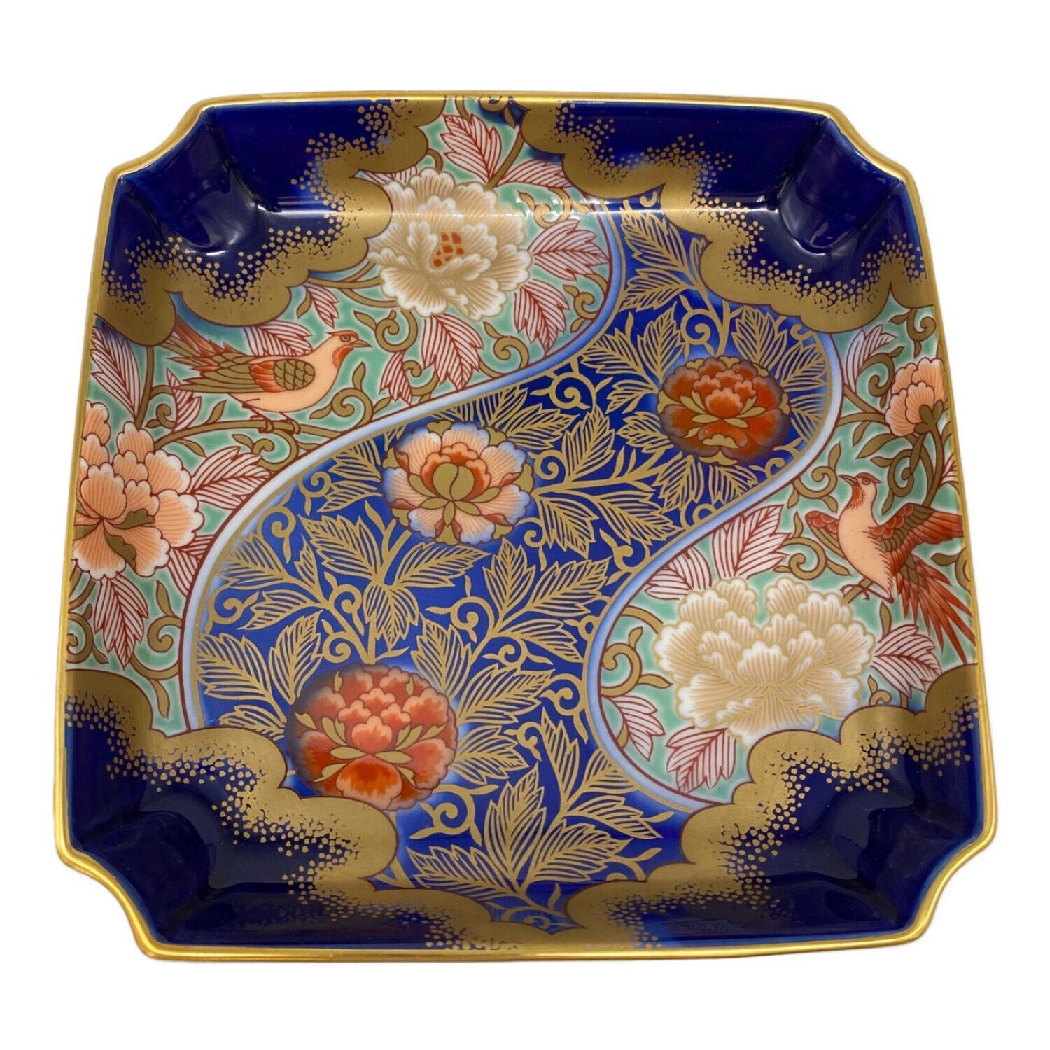 159 超希少深川製磁 『色絵菊牡丹』和皿 5客 時代物 未使用