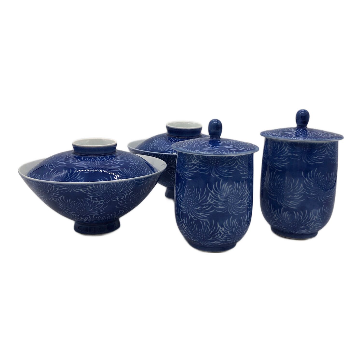 深川製磁 (フカガワセイジ) 睦揃 △ ブルー 茶碗・湯呑セット