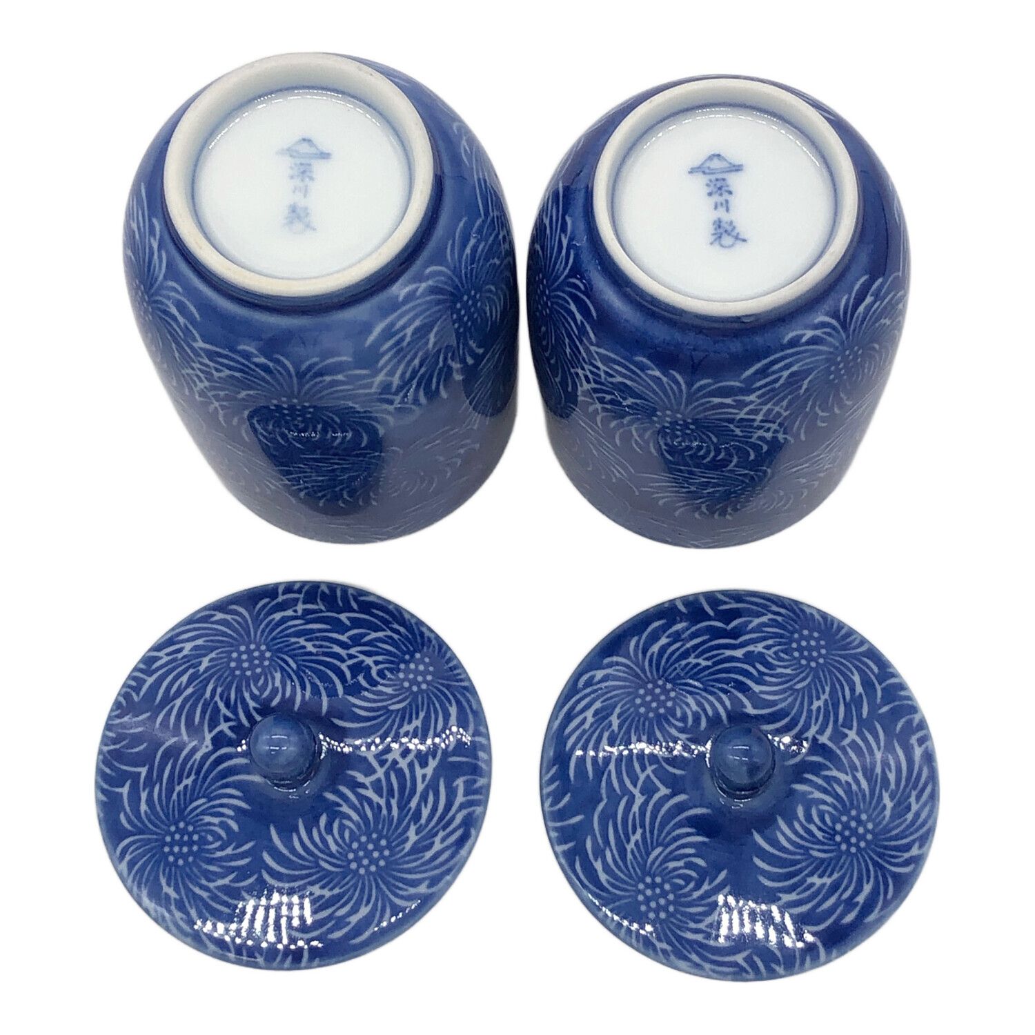 深川製磁 (フカガワセイジ) 睦揃 △ ブルー 茶碗・湯呑セット