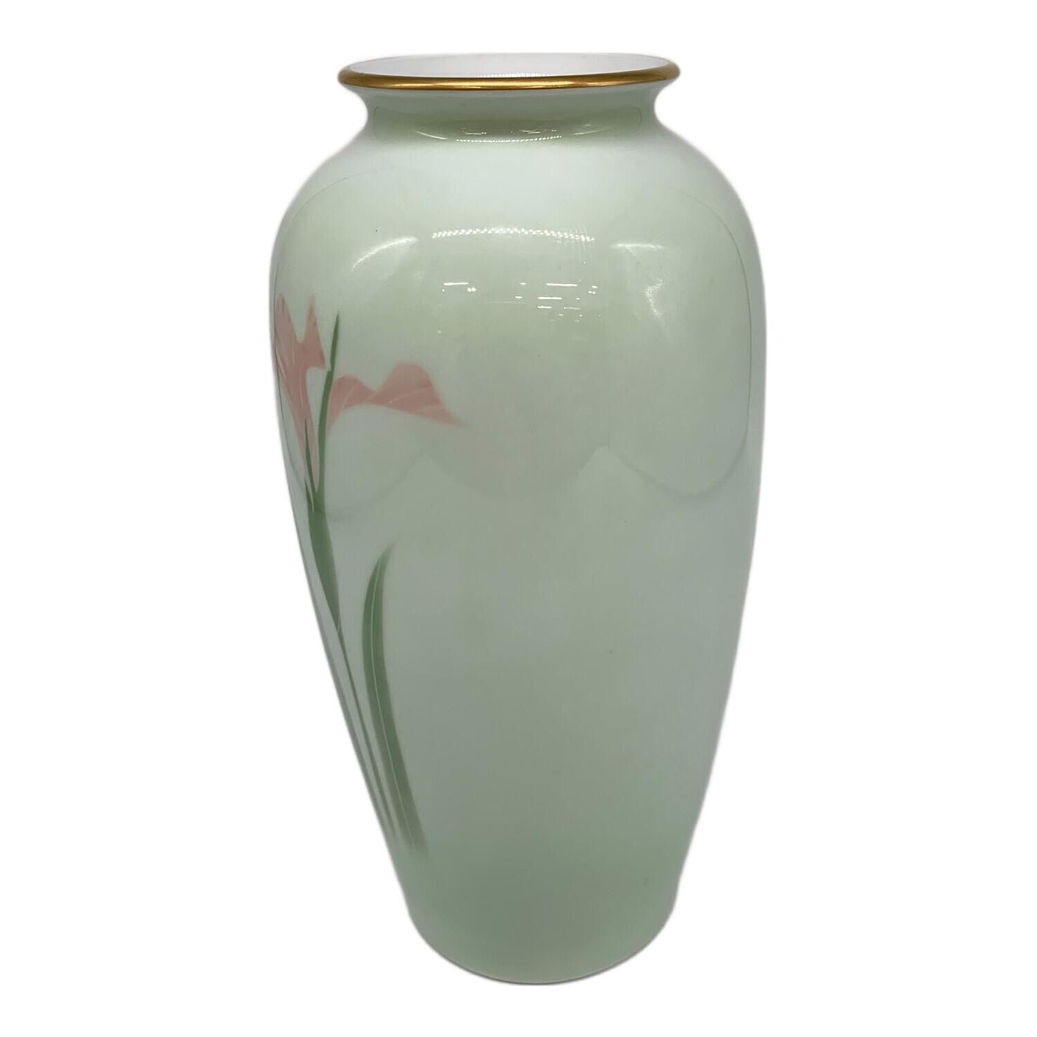 深川製磁 (フカガワセイジ) 花瓶 あやめ 色絵彩磁 ブルー｜トレファク