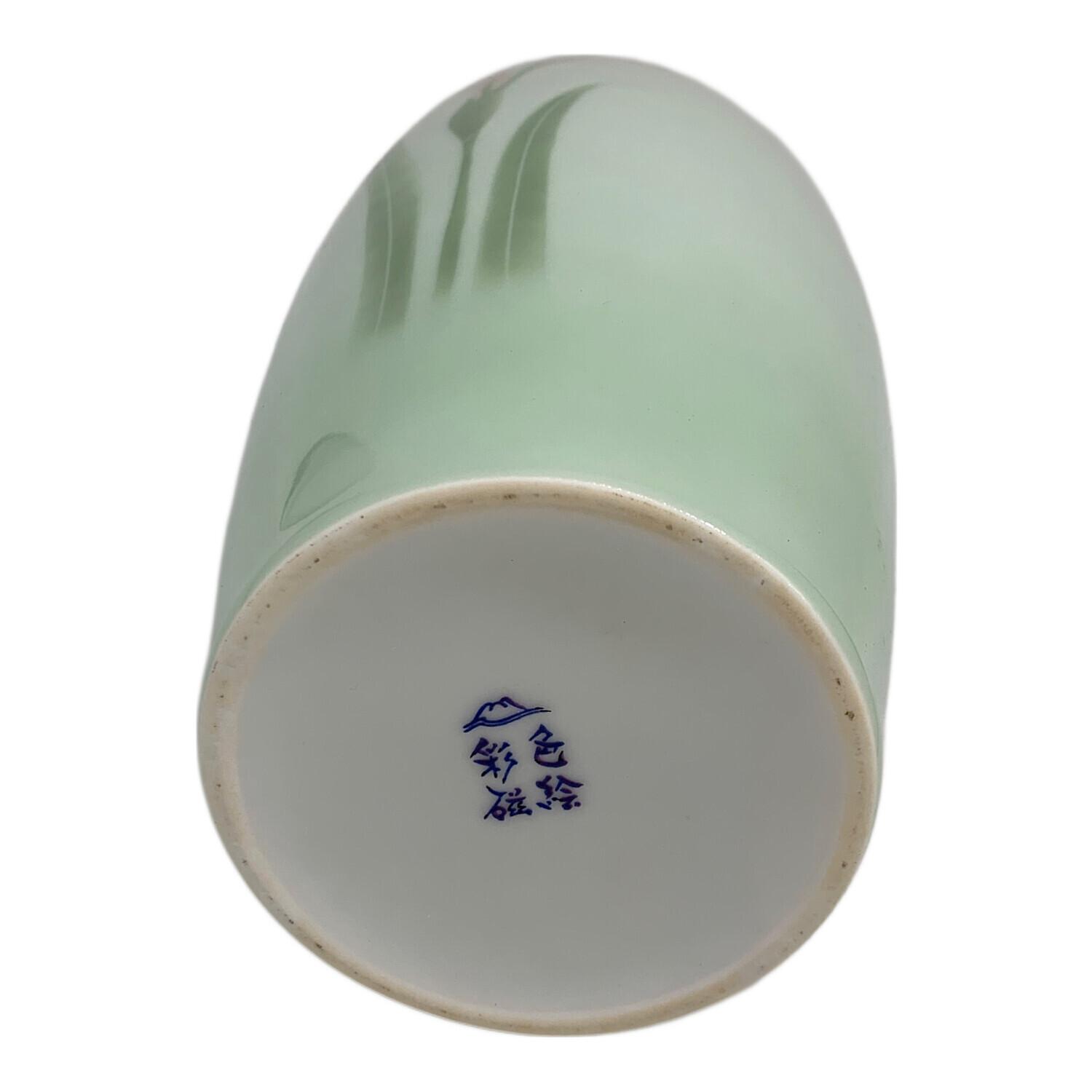 深川製磁 (フカガワセイジ) 花瓶 あやめ 色絵彩磁 ブルー｜トレファク