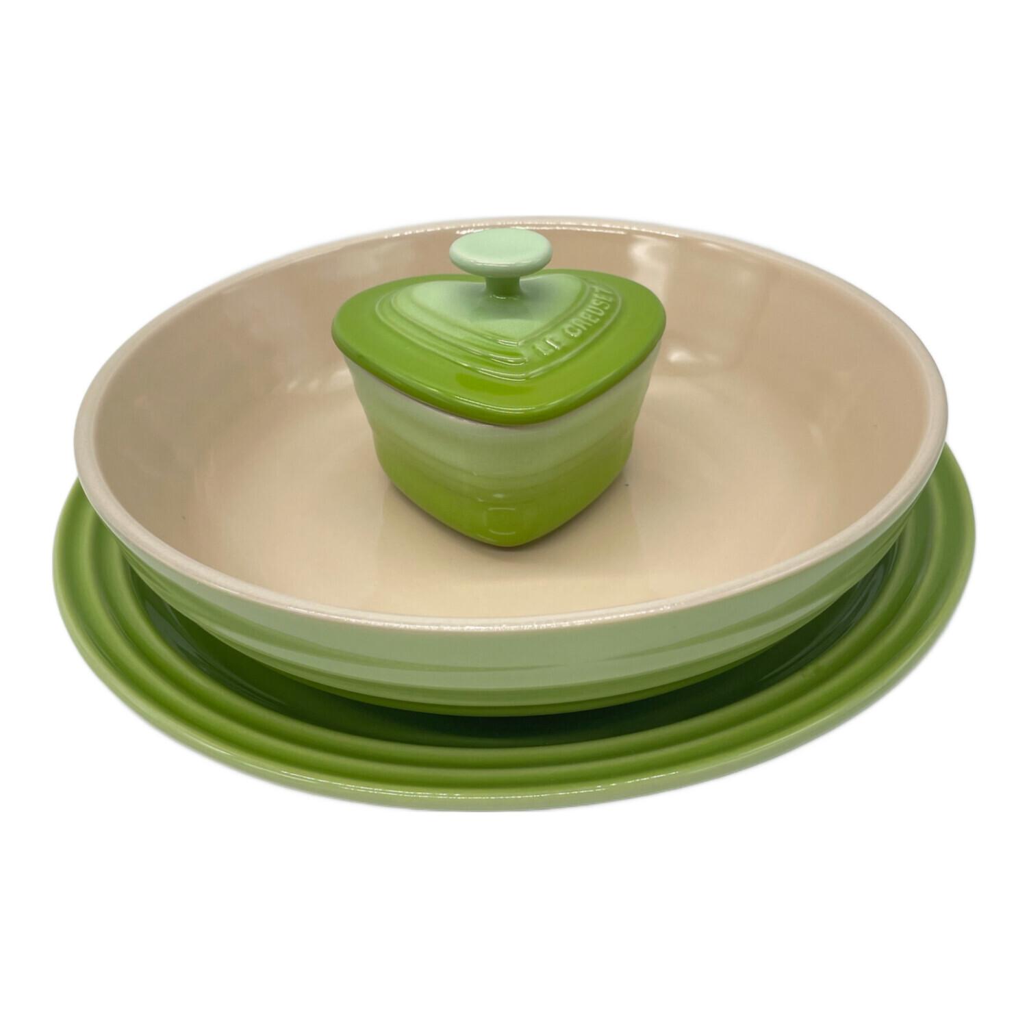 LE CREUSET (ルクルーゼ) 食器セット グリーン △ プレート4枚 長方形1