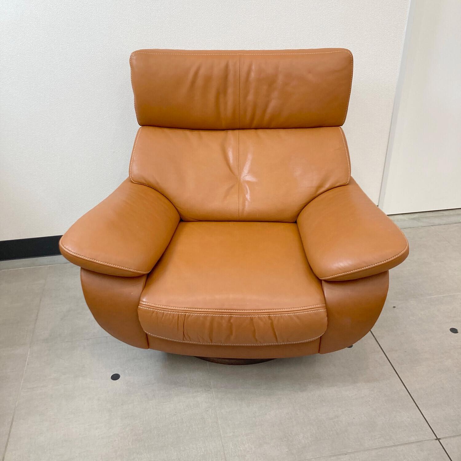 karimoku (カリモク) 1人掛けソファー ブラウン 253 オットマン付