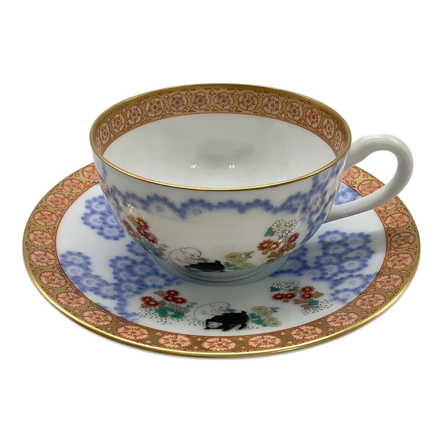 香蘭社 (コウランシャ) カップ&ソーサー 6011-HA2 染錦 唐草遊犬の図