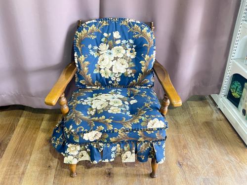 飛騨産業 (ヒダサンギョウ) チェア ブラウン 花柄 1人掛け 穂高