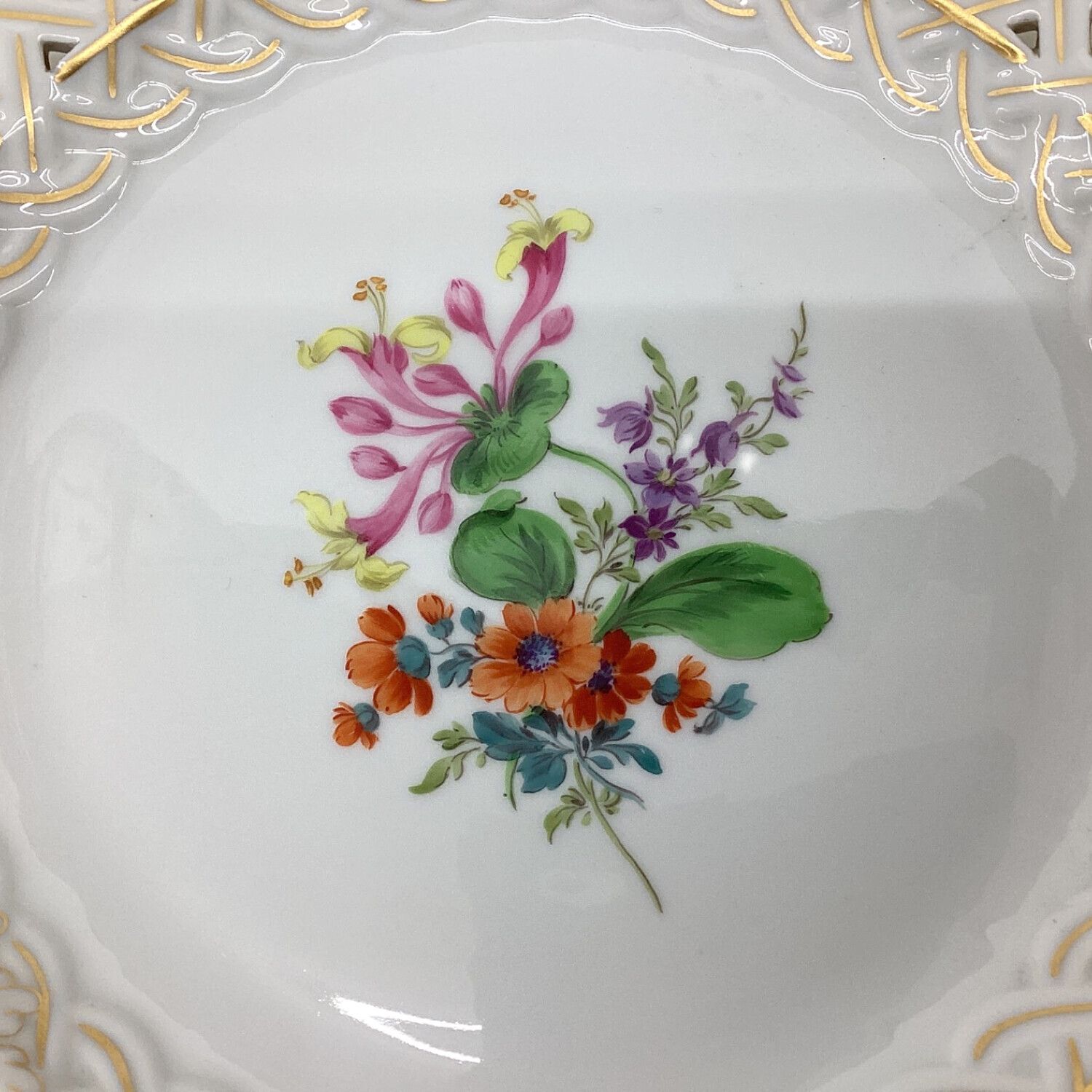 Meissen (マイセン) 透かしプレート ヨゴレ有 ベーシックフラワー