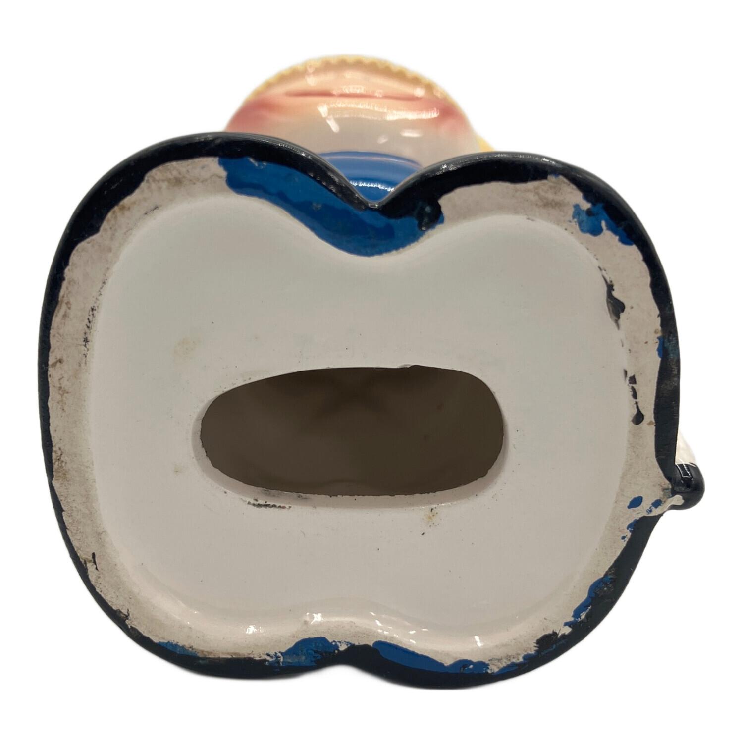 内藤ルネ 女の子 赤リボン 貯金箱 陶器製 フィギュリン 昭和レトロ