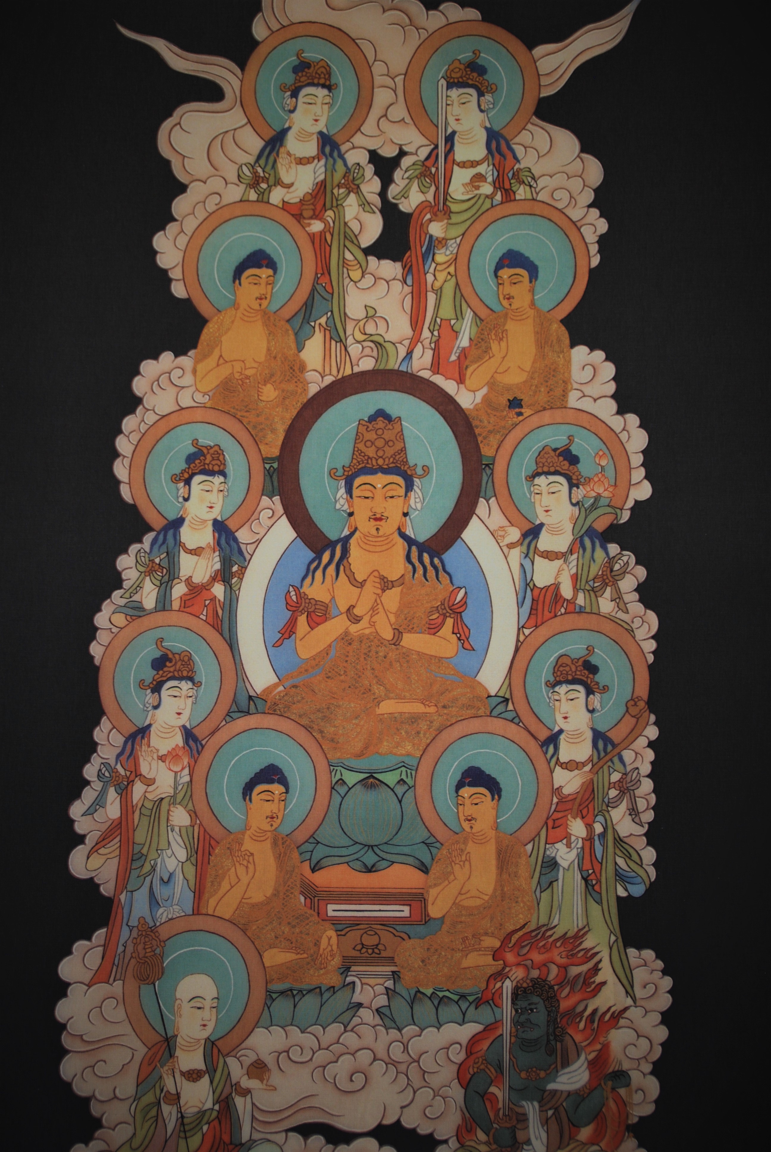 阿波掛軸堂 / A-003 真言十三佛大師付（紺） (和紙印刷)