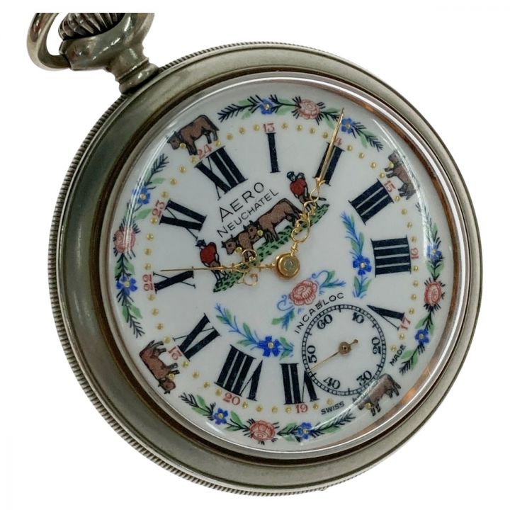 AERO ニューシャテル YC-102 ホワイト文字盤 牛 手巻き 懐中時計
