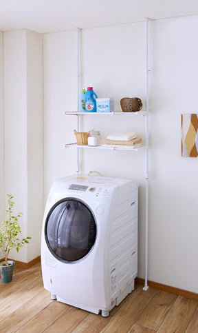 突っ張り伸縮ランドリーラック ホワイト 幅60〜93cm 高さ199〜265cm L