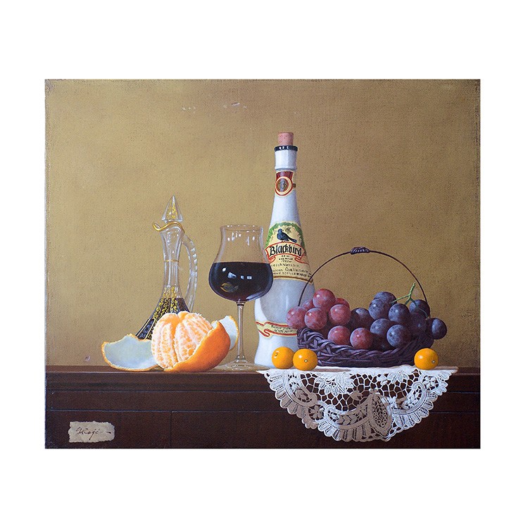 庄司守]油彩画『ワインとオレンジのある卓上』: JALショッピング｜JAL