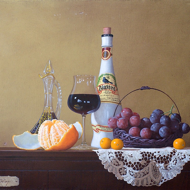 庄司守]油彩画『ワインとオレンジのある卓上』: JALショッピング｜JAL
