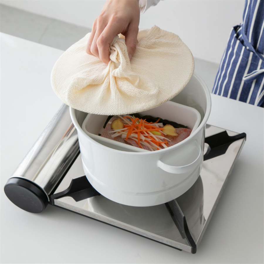 にちにち道具 白い琺瑯の道具 蒸し鍋 21cm ホワイト: ワイ・ヨット