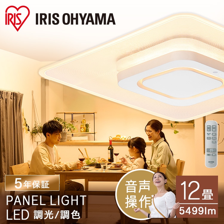 LEDシーリングライト 音声操作 パネルライト 12畳 CEK-A12DLPSV ホワイト
