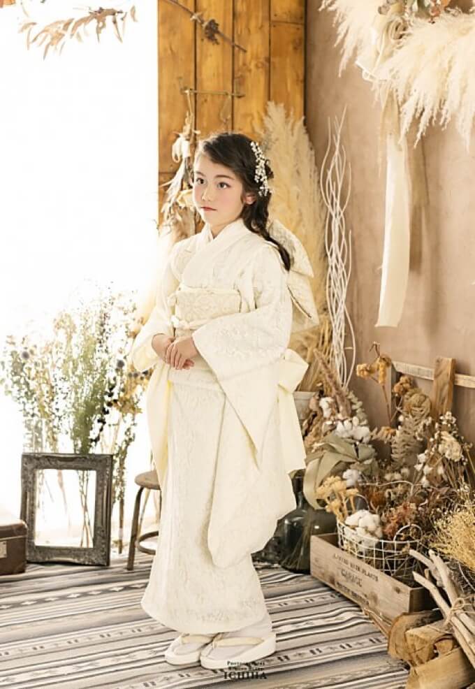 7歳七五三レンタル 総レースオフ白