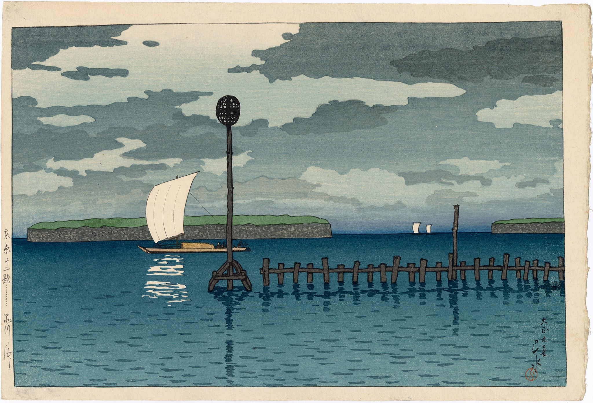 不詳/作者不詳/芦岸月光図/布袋屋掛軸HD-772