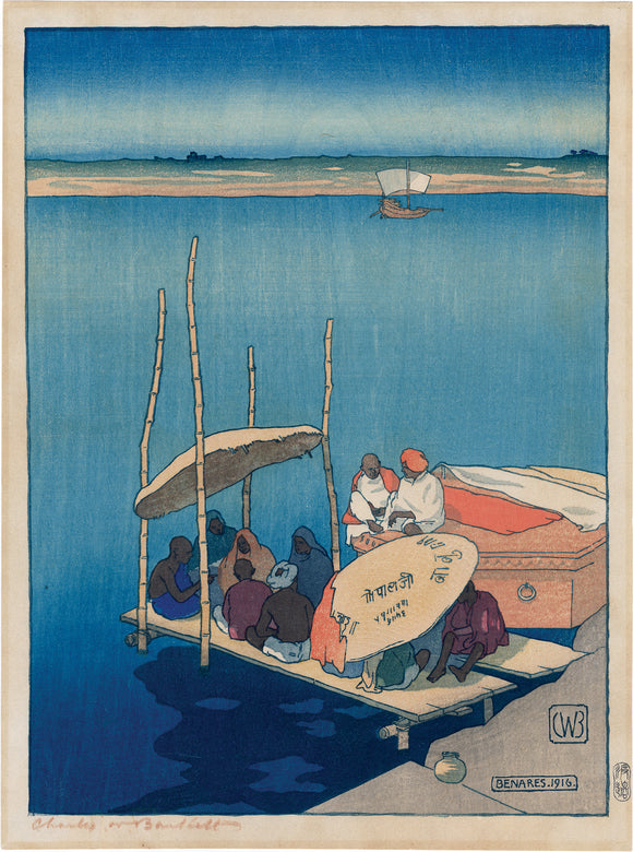 チャールズ・バートレット、【ベナレス】、希少な額装用画集より、美品