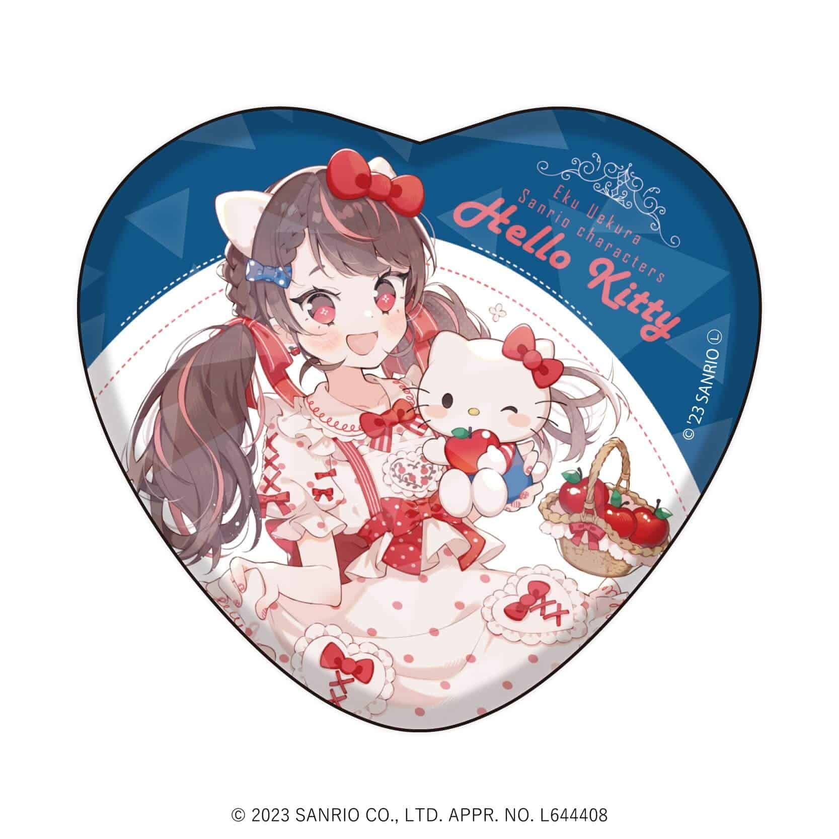 ホログラムハート型缶バッジ「上倉エク×サンリオキャラクターズ」01