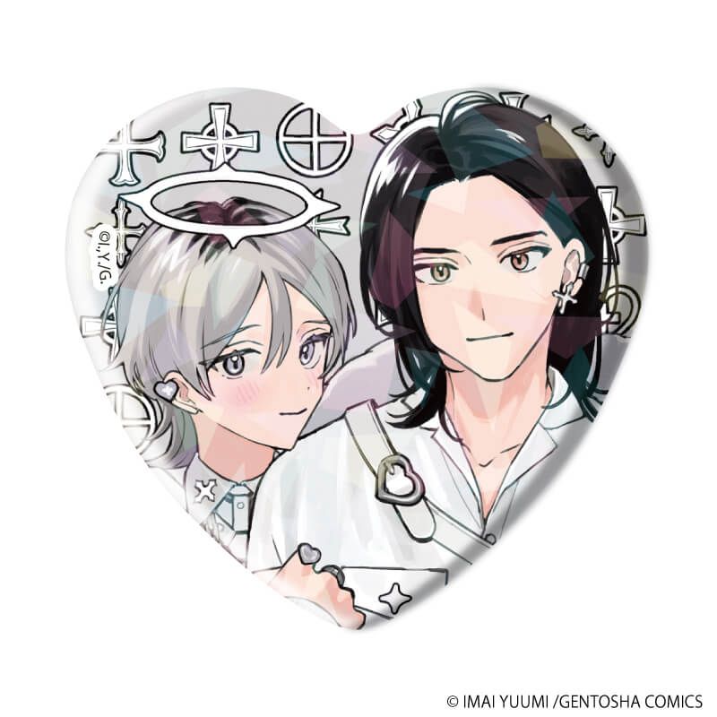 ホログラムハート型缶バッジ「弱虫オメガは溺愛されたい」01