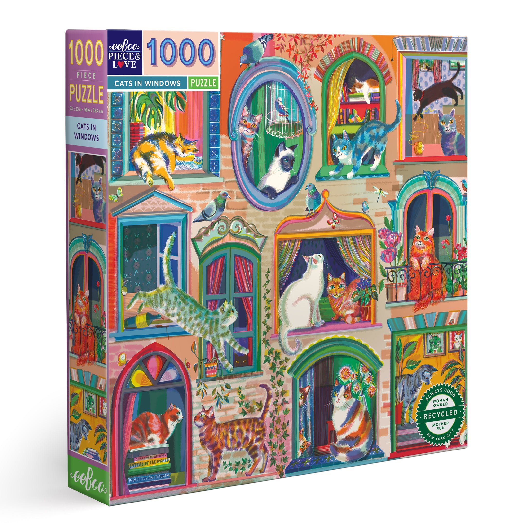 Cats in Windows 1000 Piece Jigsaw Puzzle | eeBoo Piece & Love Gifts