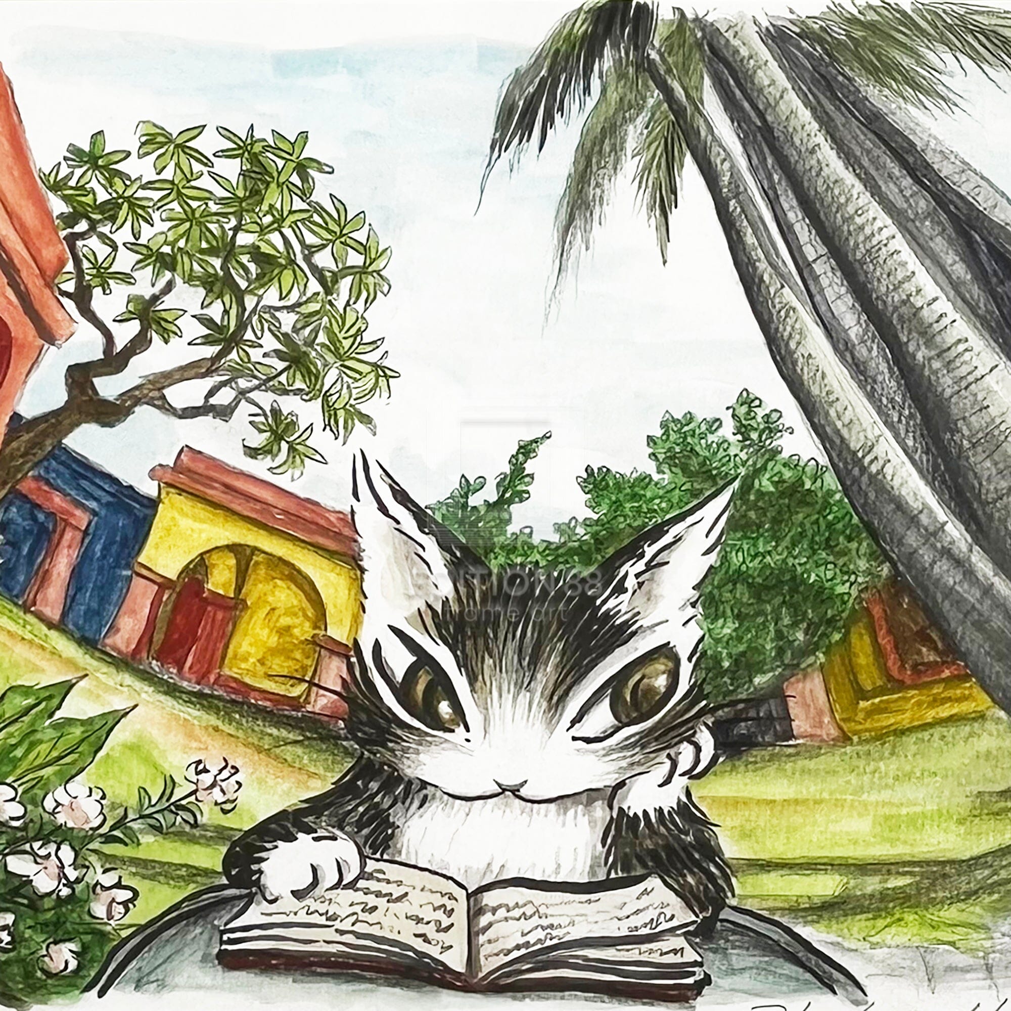 猫のダヤン 88グラフ「オアハカの学校で」/池田あきこ（直筆サイン入り