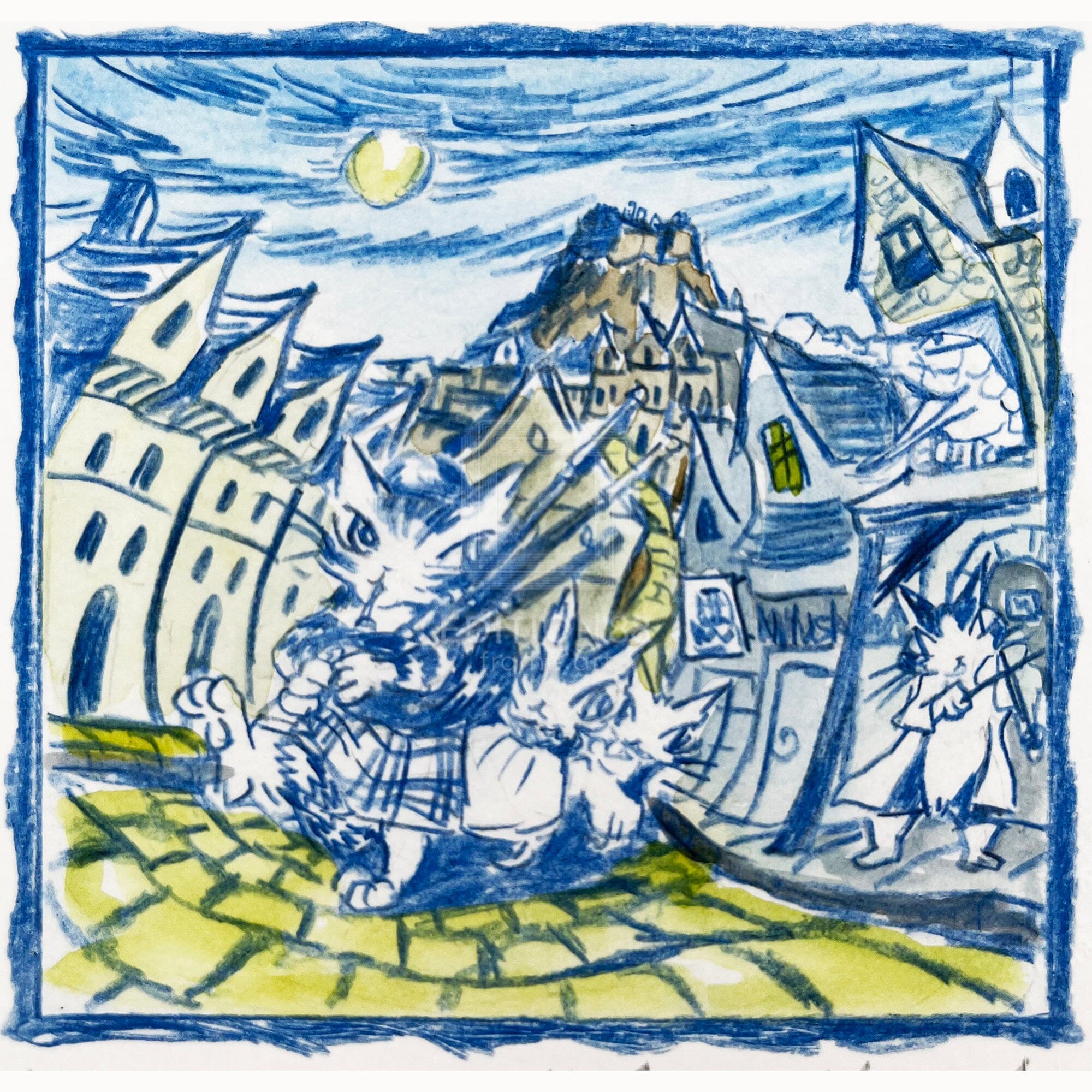 猫のダヤン 88グラフ「エジンバラの夜の行進」/池田あきこ（直筆サイン