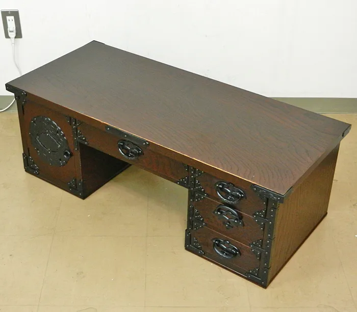 元祖 岩谷堂箪笥 桜木作 両袖文机（小） 欅材 漆塗装伝統工芸品 民芸