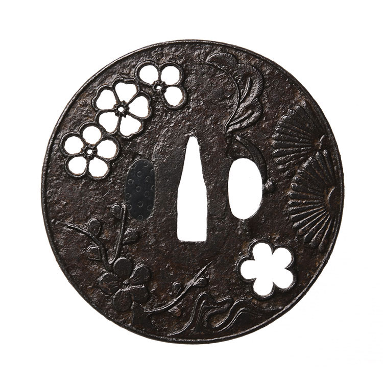 鎌倉 花透菊水花模様図鍔/鐔 ｜日本刀販売は永楽堂