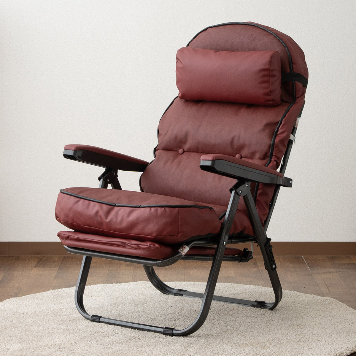 リクライニングチェア 完成品 本革 レザー オットマン 折りたたみ 1人