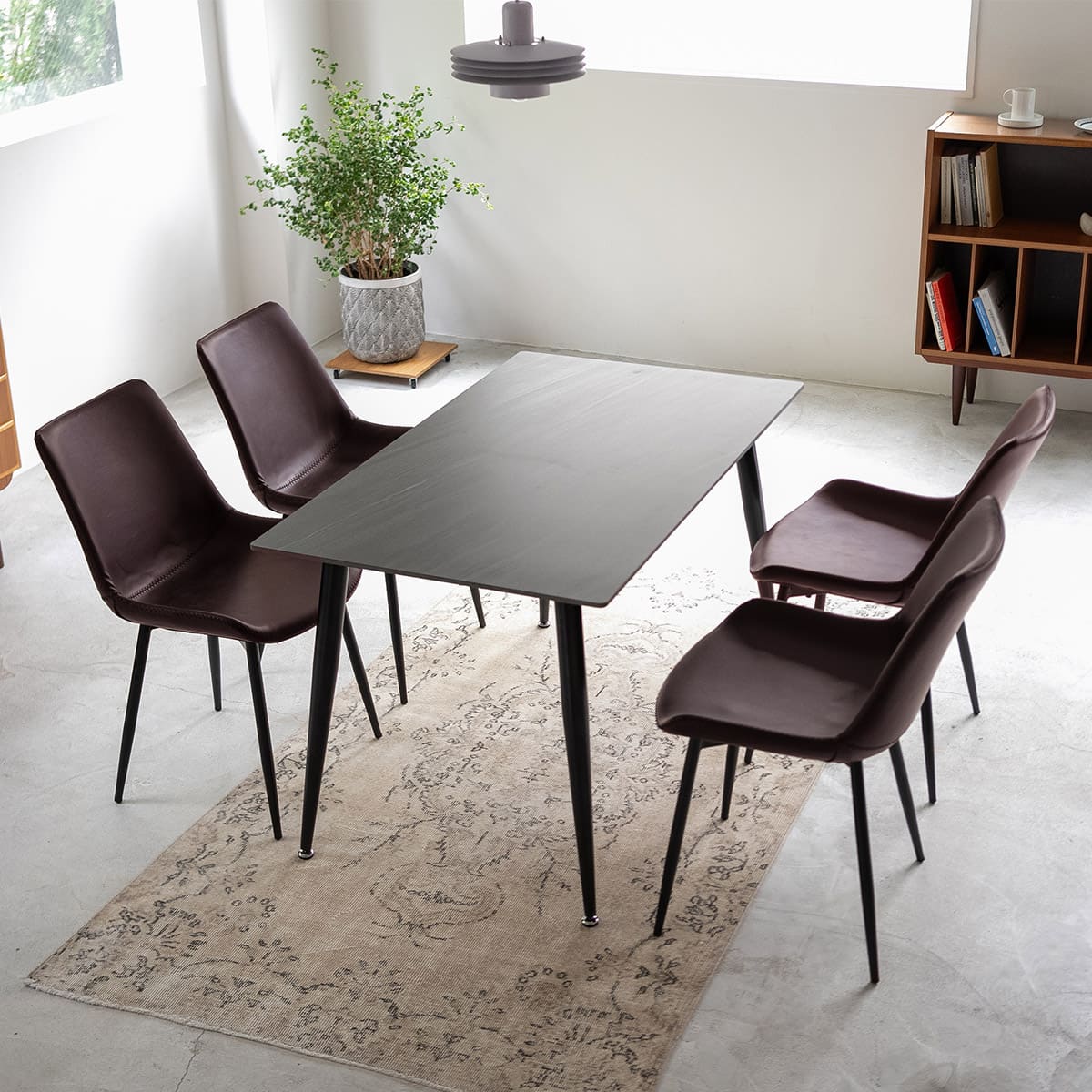 ダイニング5点セット 4人掛け テーブル チェア 食卓用 セラミック