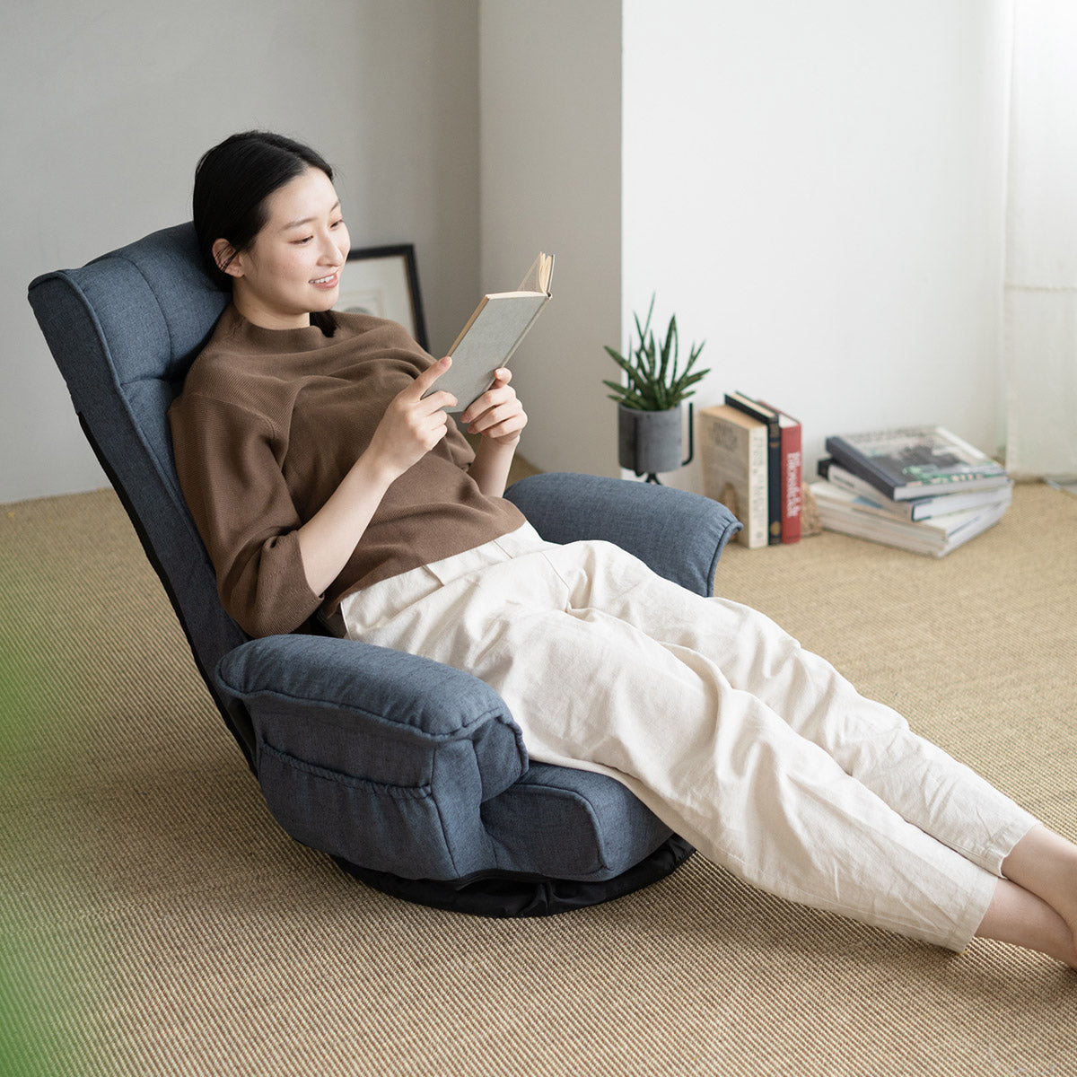 ポケットコイル 回転 座椅子 肘付き 14段階リクライニング | 寝具