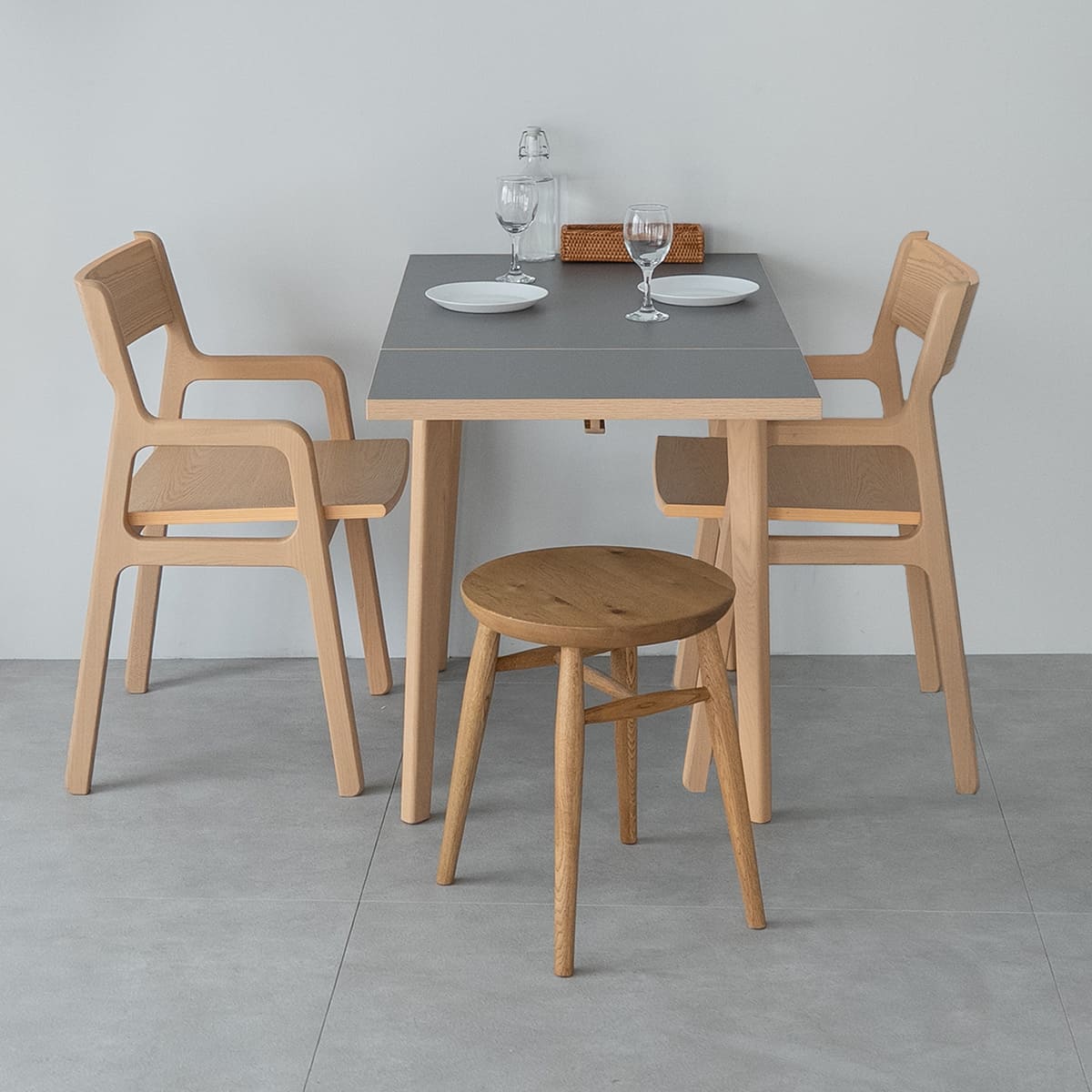 ダイニング 3点セット 幅110cm 拡張 伸長 折りたたみ 長方形 角型 2人