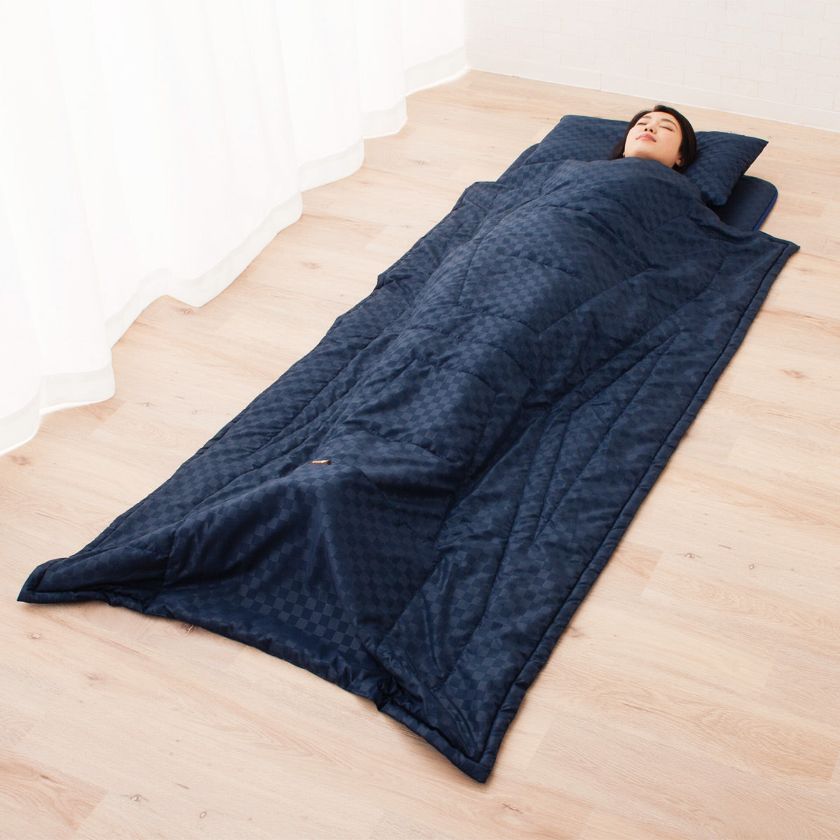 掛け敷き 布団セット セミシングル 収納ケース付き コンパクト