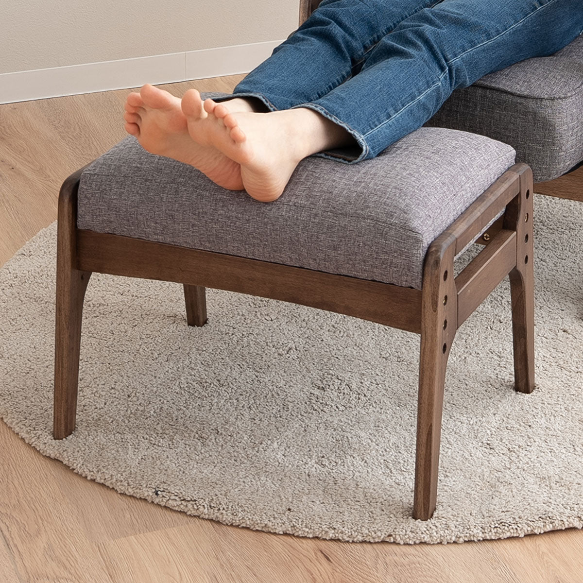 高座椅子用 オットマン スツール 完成品 高さ調節可能 ベンチ チェア