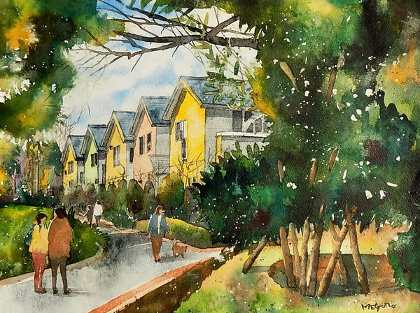 閑静な住宅風景」 by 山田太郎｜Artmeter｜暮らしを彩るアートが