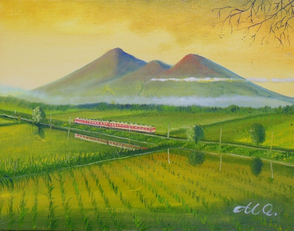 夕陽の磐梯山風景」 by 渡辺 正重｜Artmeter｜暮らしを彩るアートが