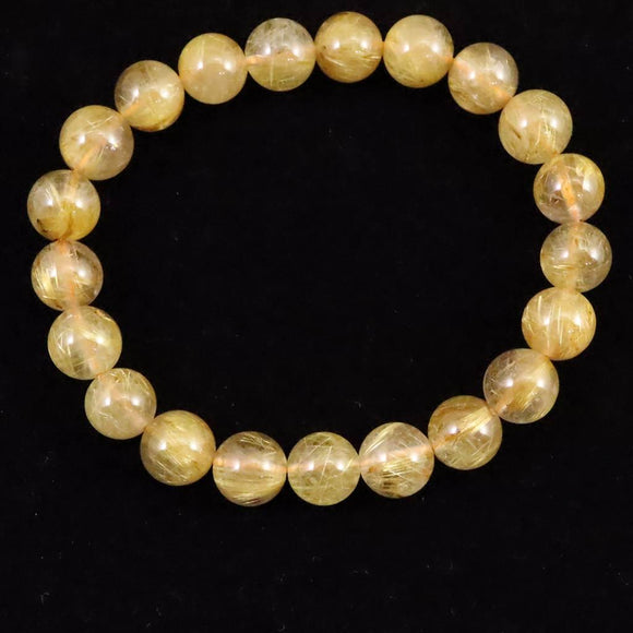 ゴールドルチルクォーツ 3A 9mm玉ブレスレット 22.4g (ID:31250
