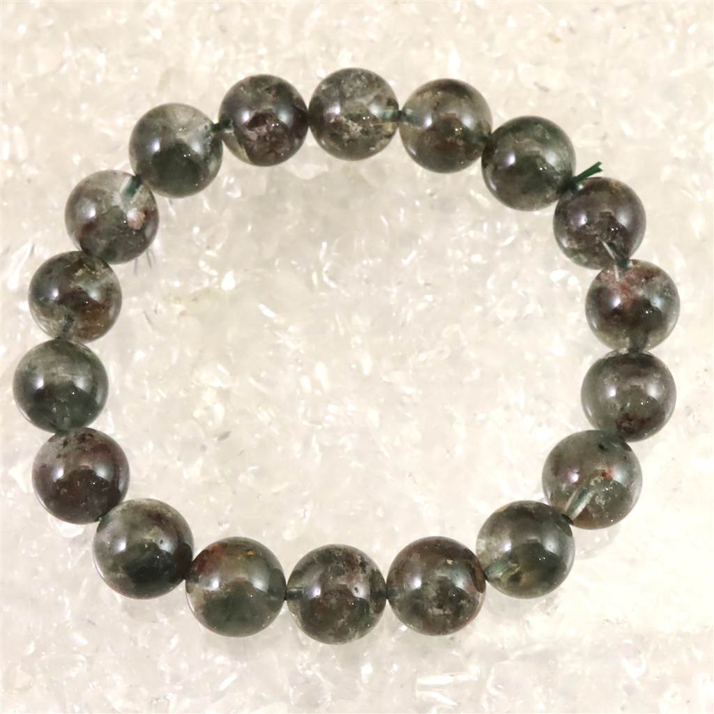 レッドグリーン ガーデンクォーツ 11mm玉ブレスレット 33.9g (ID:86512