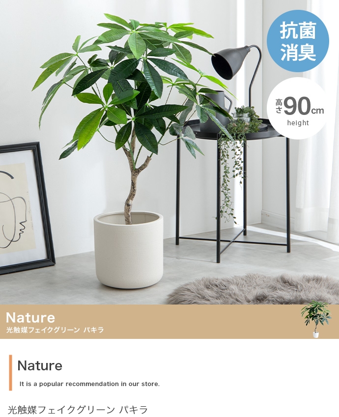 高さ90cm】Nature 光触媒人工観葉植物 パキラ | インテリア家具の卸