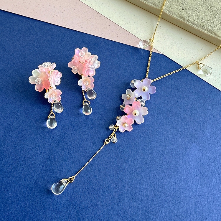 ガラスパーツ サクラ PK 約11mm｜ガラス素材・アクセサリーパーツ