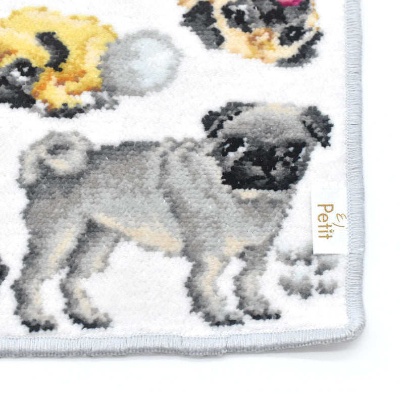 日本製 パグ パグペア シェニール織 ハンカチ 23cm 綿100% EjPetit