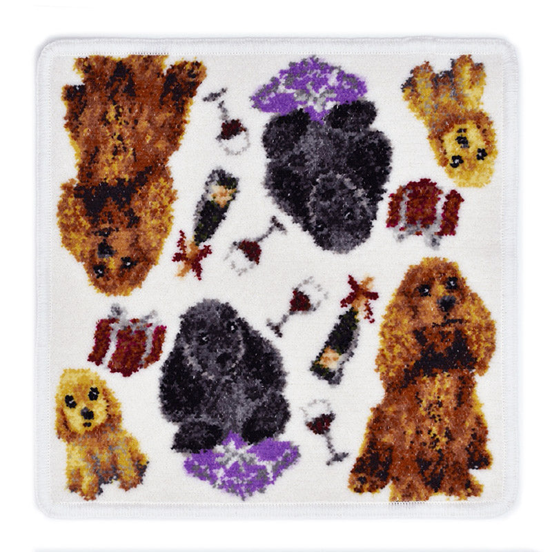 日本製 犬猫柄 アメリカンコッカー 23cm 綿100% ハンカチ タオル