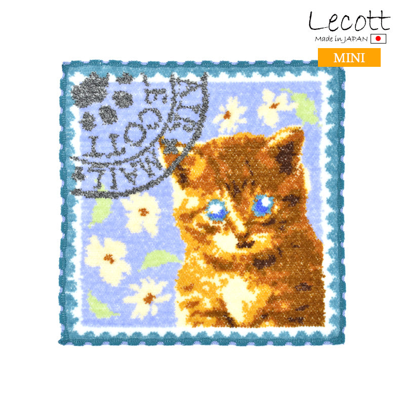 日本製 犬猫柄 ネコ 茶トラ ハンカチ タオルハンカチ ルコット Lecott