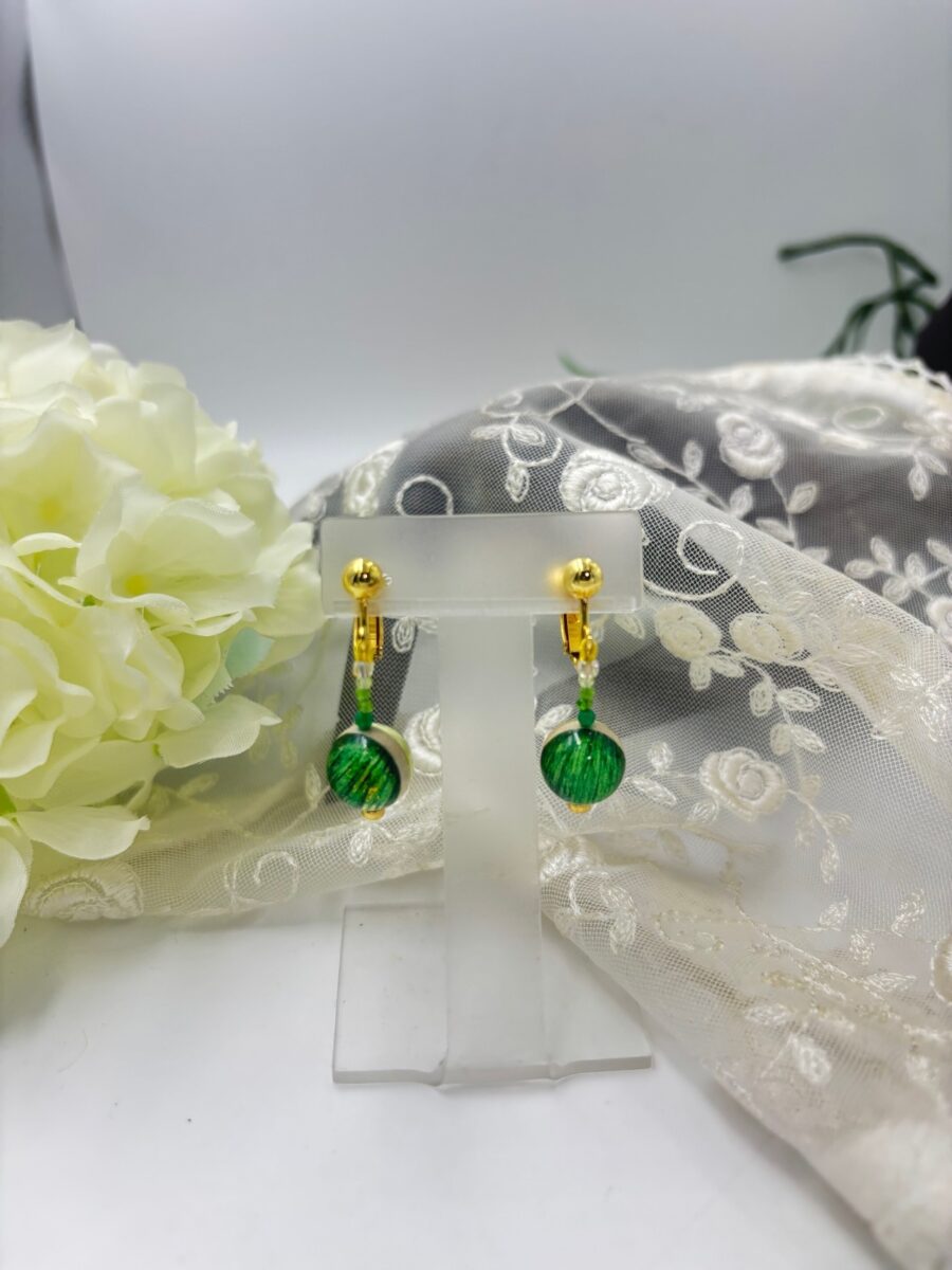 グリーンウッド琥珀イヤリング - 琥珀アクセサリー・ジュエリー専門店