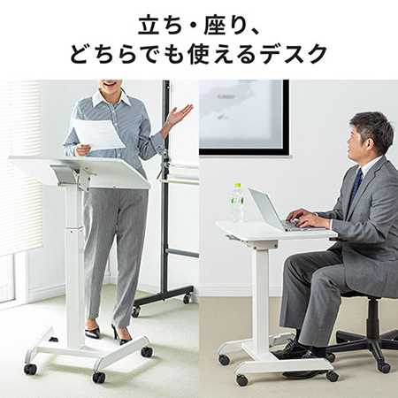 スタンディングデスク ガス圧昇降 キャスター付き 角度調整可能 100
