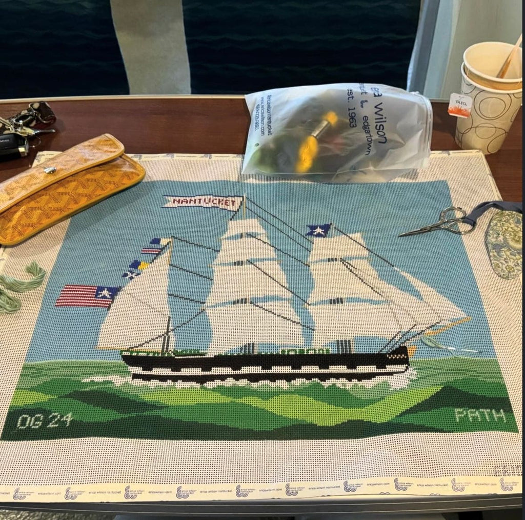 Erica Wilson Nantucket Whale Ship Needlepoint Canvas
